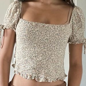 floral square neck top